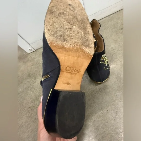 Chloe Susanna Navy Suede Booties - Picture 7 of 8